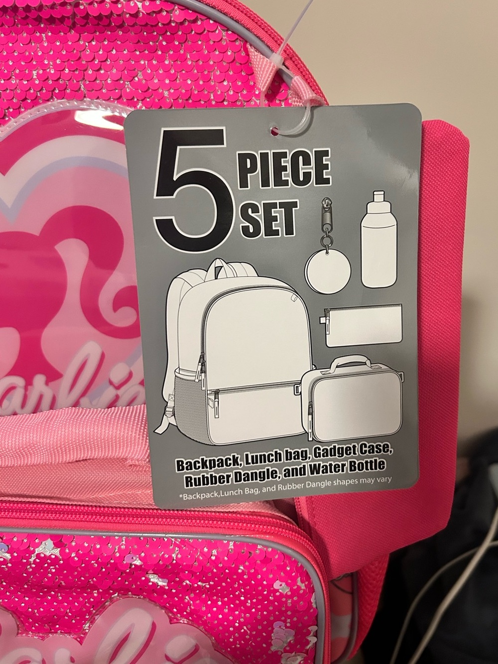 Barbie Hot Pink Sequin Backpack with Matching Pencil Pouch - Picture 5 of 6
